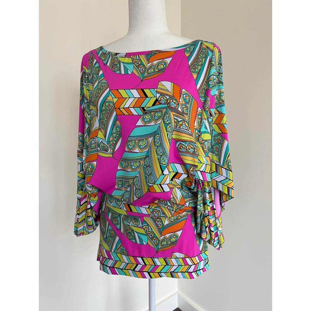 Trinaā Turk Swim Coverup Dress Sleeve Tunic Dolman Sleeve Small Pink